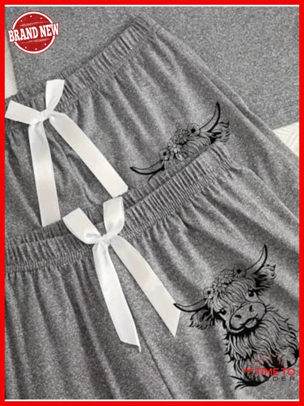 3-Piece Women's Pajama Set: Long Sleeve Top, Full Pants, Shorts, Cow Print